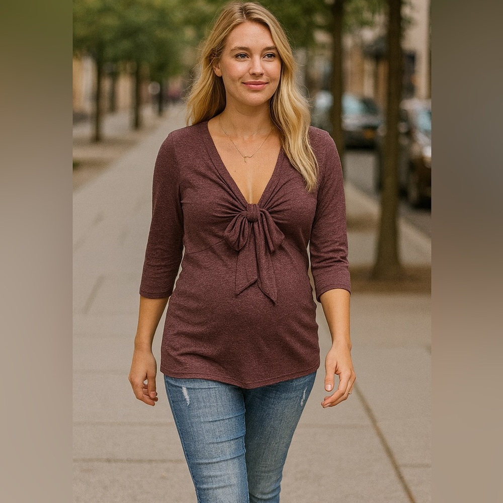 Maternity Purple Tie-Front Top